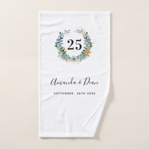 25th wedding annversary eucalyptus wreath bath towel set