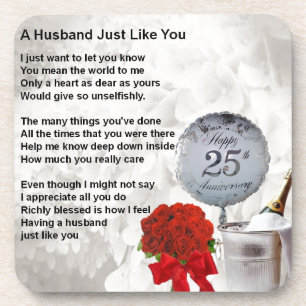 25th wedding husband poem coaster
