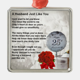 25th wedding husband poem metal tree decoration