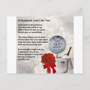 25th wedding husband poem postcard