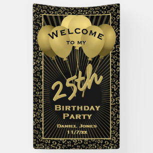 25th Welcome Black & Gold Random Number Pattern 25 Banner