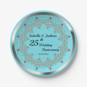 25th Years Wedding Anniversary Gifts for Couples C Paper Plate