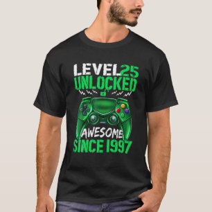 25Th Yrs Old Boy Level 25Th Unlocked Awesome 1997 T-Shirt