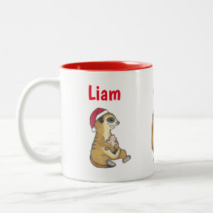'25ver. Cute 4 Meerkats Christmas Holiday Mug
