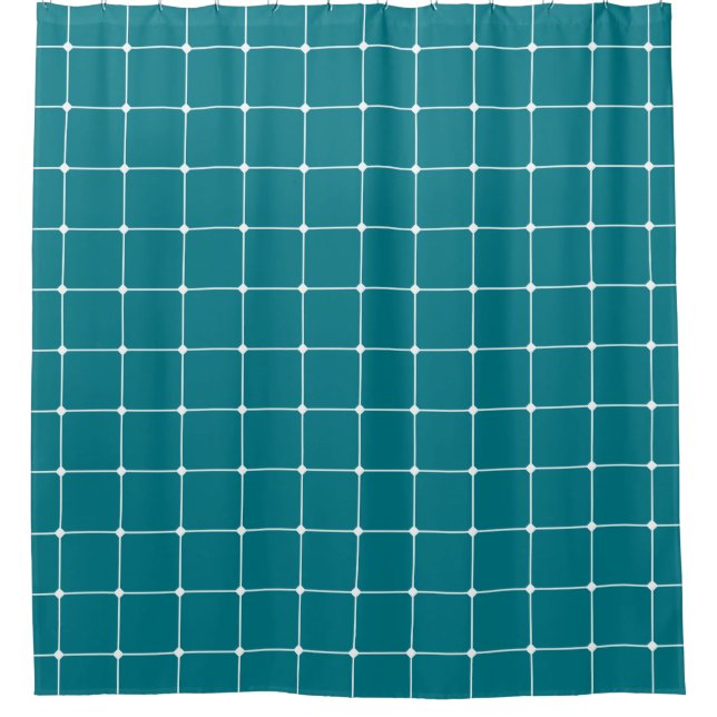 260216 Grid v2 - White on Biscay Bay Shower Curtain (Front)