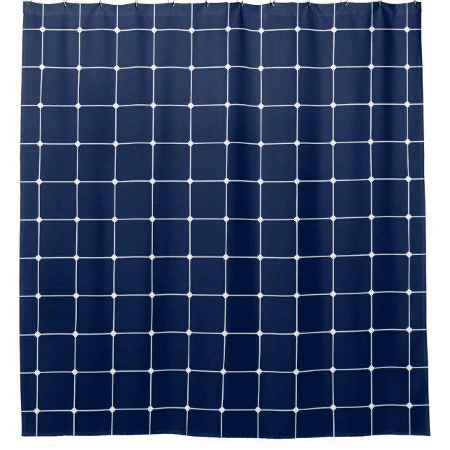 260216 Grid v2 - White on Blue #001744 Shower Curtain (Front)