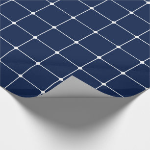 260216 Grid v2 - White on Blue #001744 Wrapping Paper