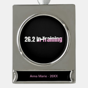 26.2 in Training - Girls Marathon Running Silver Plated Banner Ornament