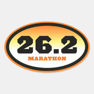 26.2 Marathon Black and Orange Oval Sticker