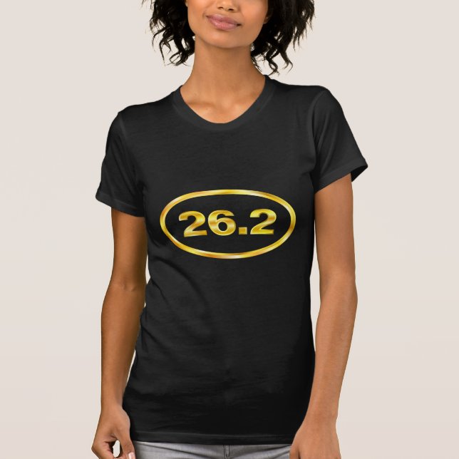 26.2 Marathon Gold Oval T-Shirt (Front)