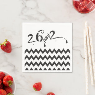 26.2 marathon runner black white zigzags pattern napkin