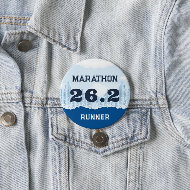 26.2 Marathon Runner Gift 7.5 Cm Round Badge (In Situ)