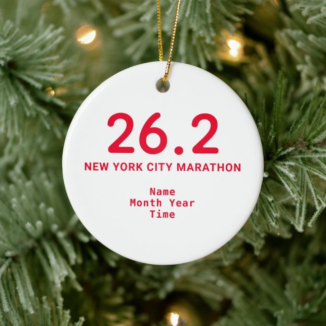 26.2 Marathon Runner Personalised Red Ceramic Tree Decoration (Tree)