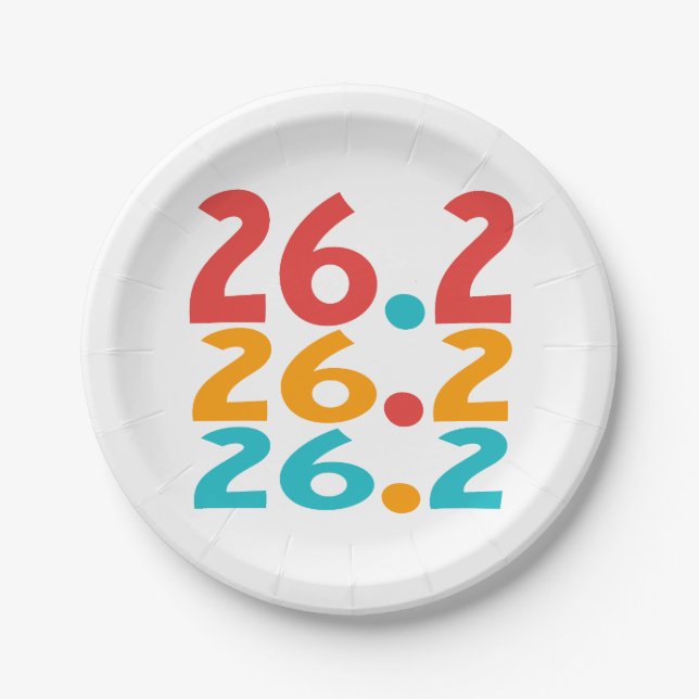 26.2 Marathon Runner themed colourful Paper Plate (Front)