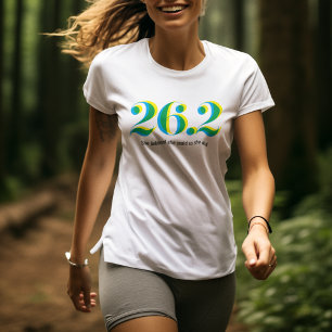 26.2 Marathon Running Bold Blue Yellow Text  T-Shirt