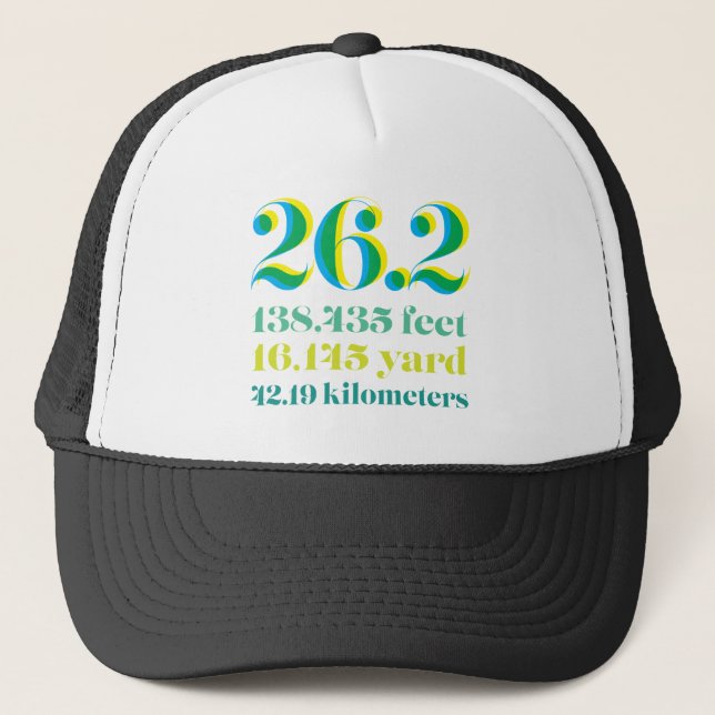 26.2 Marathon Running Distance Bold Text Trucker Hat (Front)