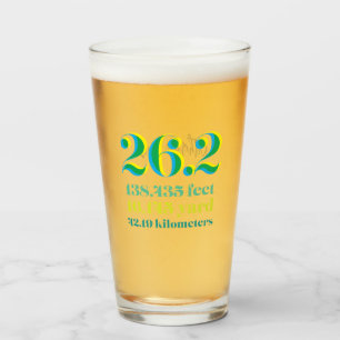 26.2 Marathon Running Distance Green Glass