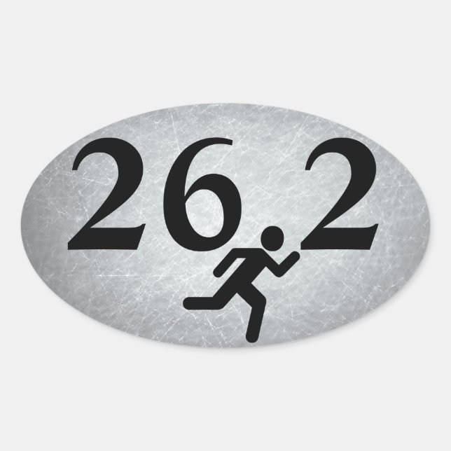 26.2 Marathon Running Oval Sticker (Front)