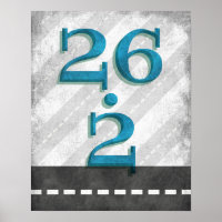 26.2 Marathon Running Poster Blue Runner Wall Art