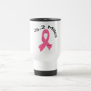 26.2 Miles Marathon Ribbon Breast Cancer Travel Mug