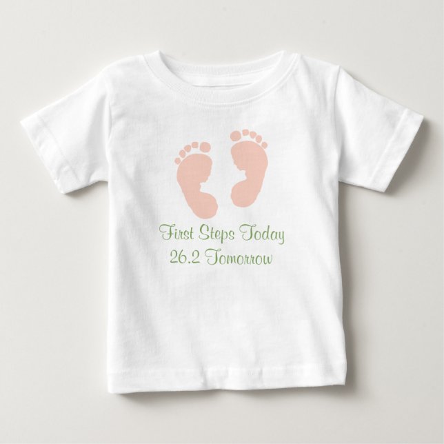 26.2 Pink Baby Footprints Infant Long Sleeve Tee (Front)