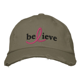 ($26.95) Believe Breast Cancer Ribbon Hat