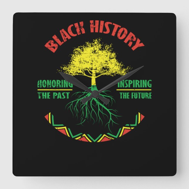 26 Black History Month African Pride Apparel Gift Square Wall Clock (Front)