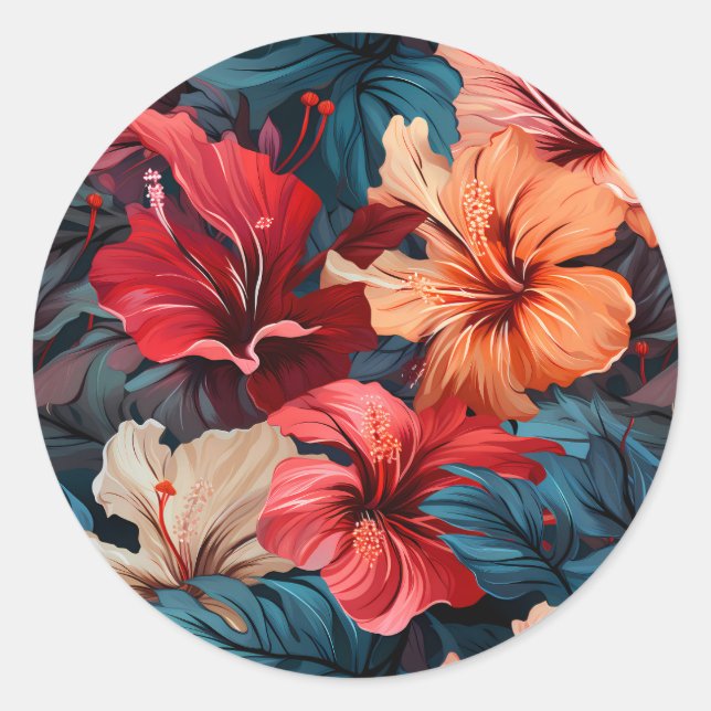 #26 Floral Pattern Classic Round Sticker (Front)