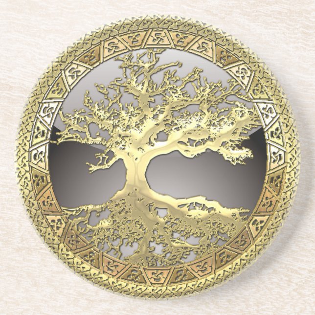 [26] Golden Celtic Tree of Life Coaster (Front)