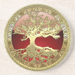 [26] Golden Celtic Tree of Life Coaster