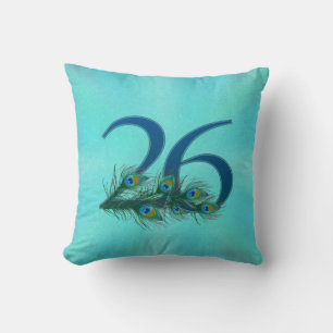 26 Peacock Feather Anniversary Elegant Cushion