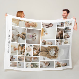 26 Photo Collage Family Personalized Fleece Blanket