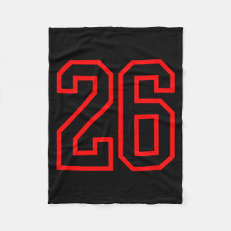 26 Sport Red Black Plain Number Performance Fleece Blanket