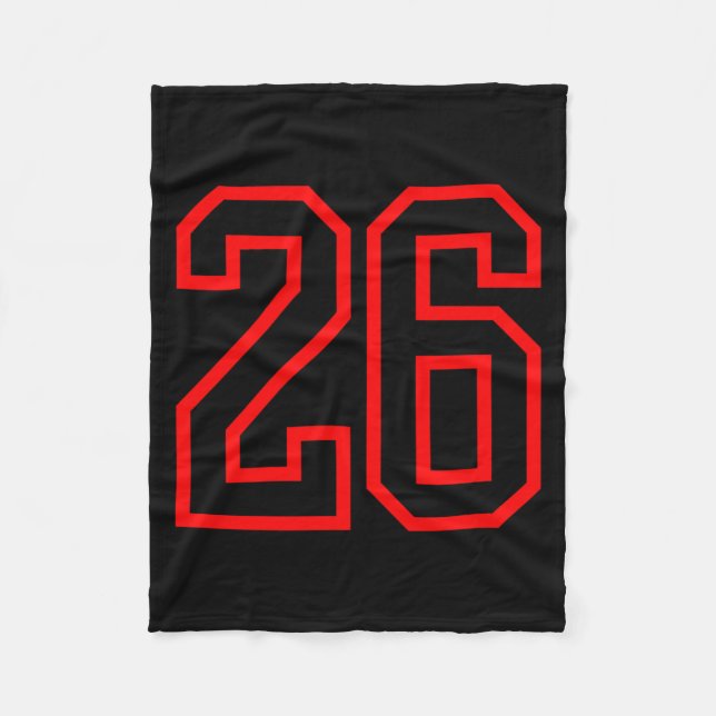 26 Sport Red Black Plain Number Performance Fleece Blanket (Front)