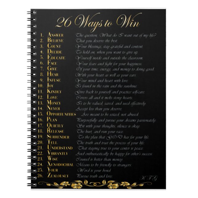 26 Ways to Win Journal -bottom gold (Front)