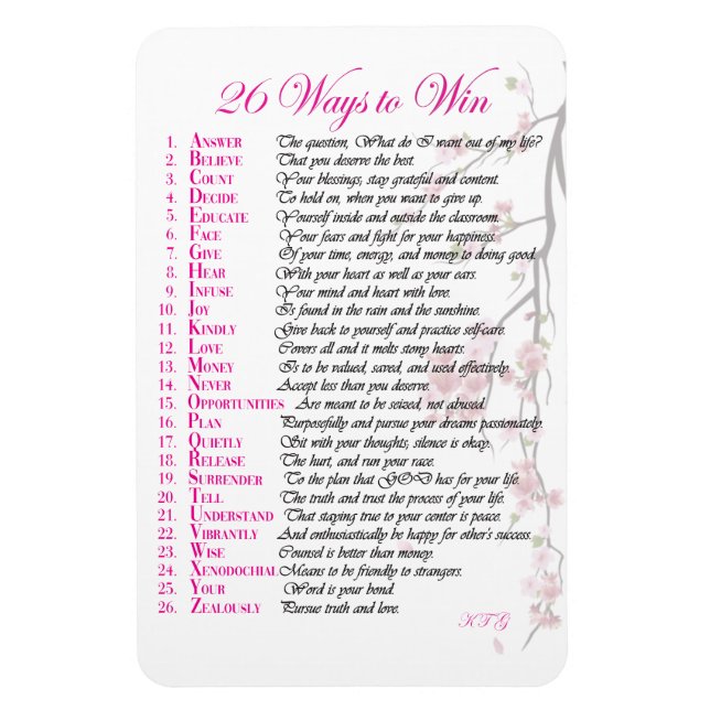 26 ways to win  magnet - Pink (Vertical)