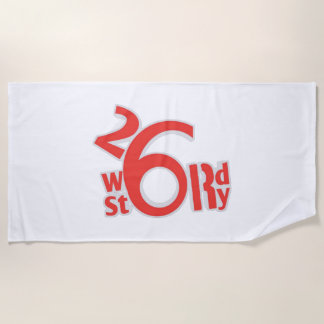 26 word story logo beach towel