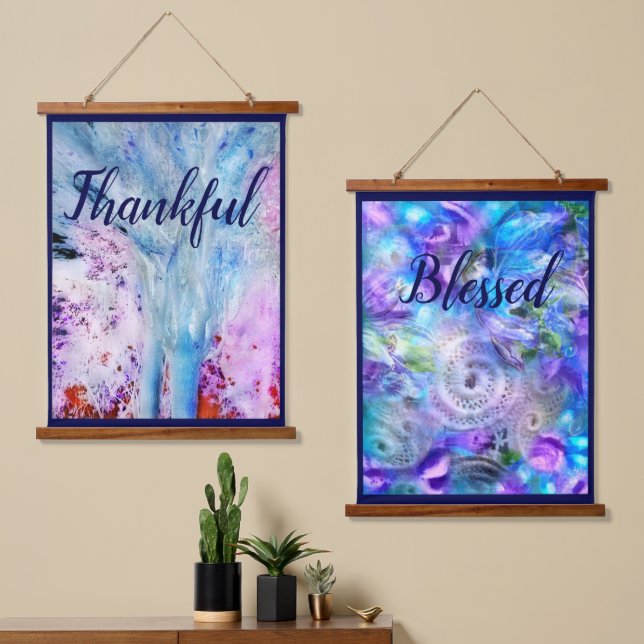 26"x36" Tapestries 2pc Abstract Thankful Blessed (Asymmetrical)