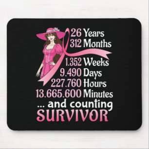 26 Years 312 Months And Counting Breast Cancer Sur Mouse Mat