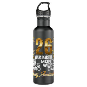 26 Years Married Funny 26th Wedding Anniversary 710 Ml Water Bottle