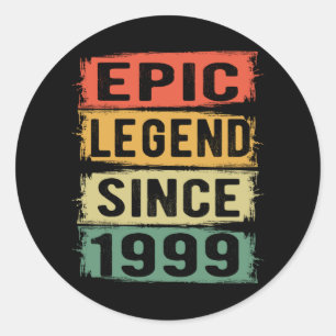 26 Years Old Bday 1999 Epic Legend 26th Birthday  Classic Round Sticker