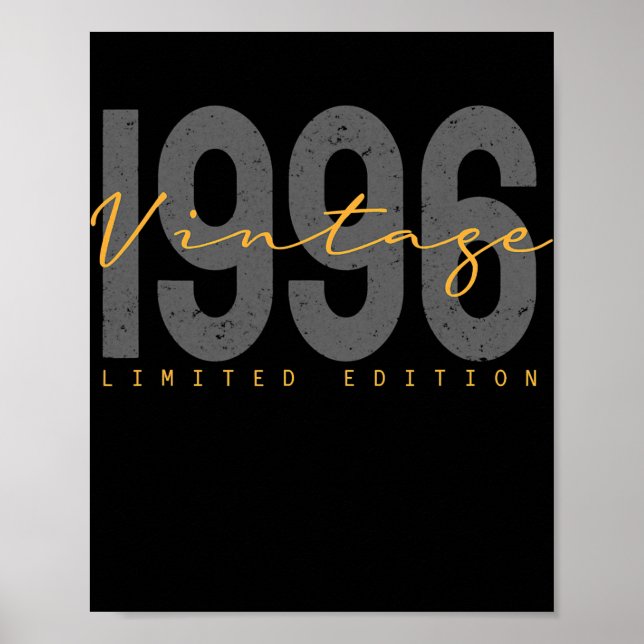 26 Years Old Vintage 1996 26th Birthday Poster (Front)