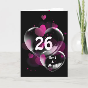 26th Anniversary Heart Bubbles on Black Card