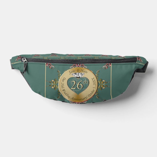 26th/Any Wedding Anniversary Emblem Bum Bags (Lay Down)
