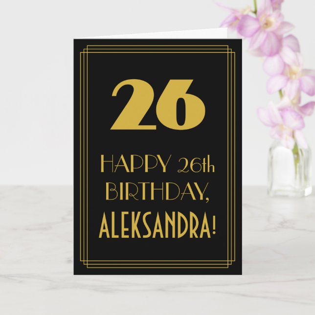26th Birthday ~ Art Deco Inspired Look "26" & Name Card (Orchid)