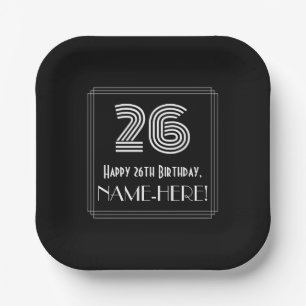26th Birthday — Art Deco Inspired Look “26” + Name Paper Plate