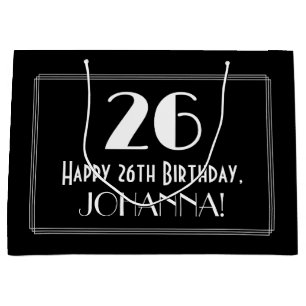 26th Birthday: Art Deco Inspired Style "26", Name Large Gift Bag