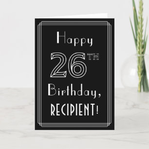 26th Birthday: Art Deco Style # 26 & Custom Name Card