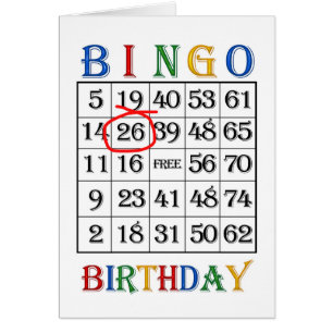 26th Birthday Bingo card
