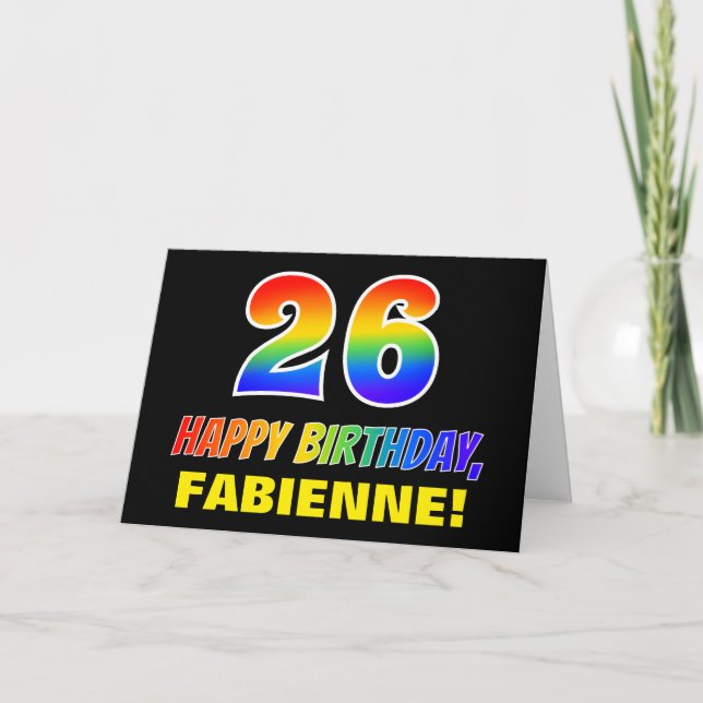 26th Birthday: Bold, Fun, Simple, Rainbow 26 Card (Front)